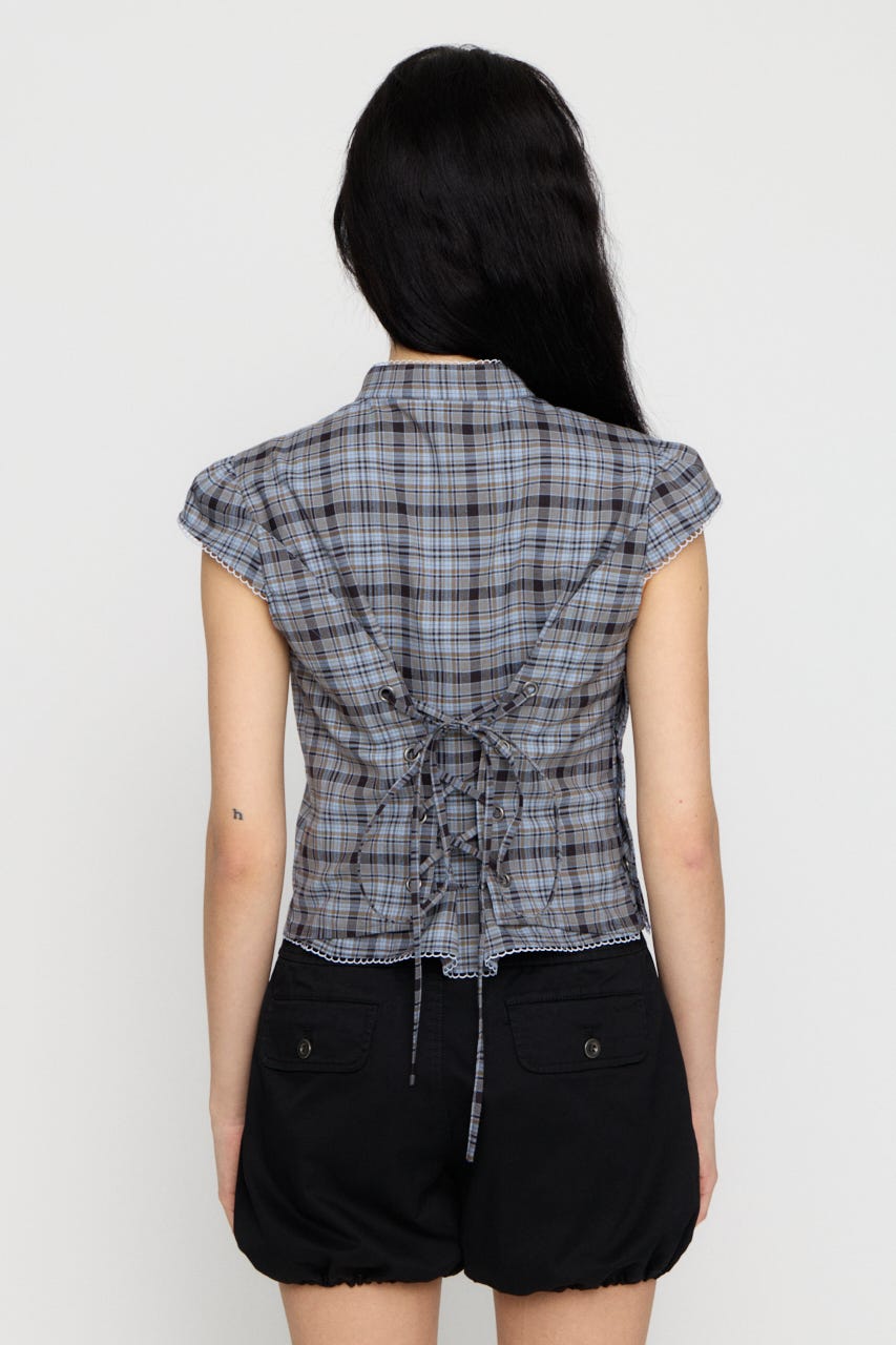 LILI×LAGUA BACK LACE UP トップス L/BLU FREE