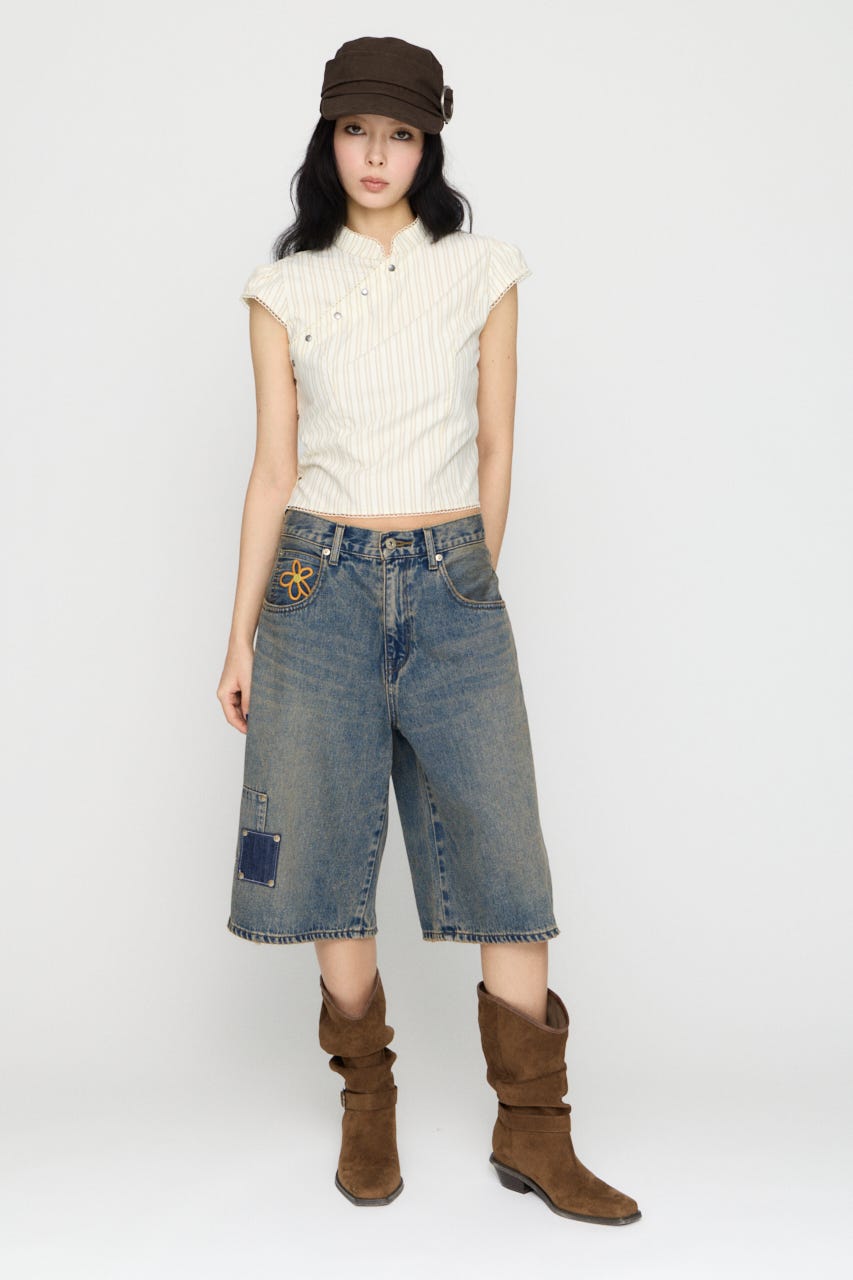 LILI×LAGUA HALF デニム L/BLU S