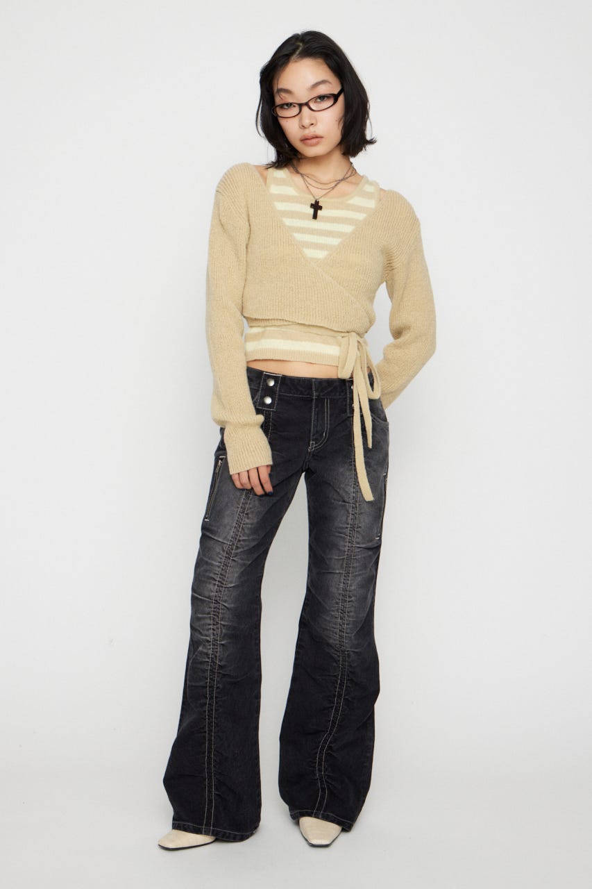 FRONT GATHER デニム BLK 26inch