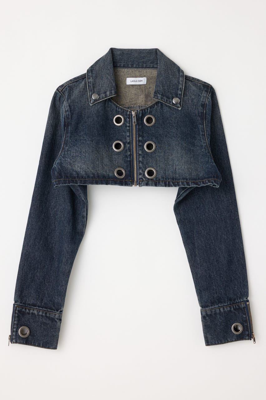 CROPPED EYELET DENIM ジャケット BLU S