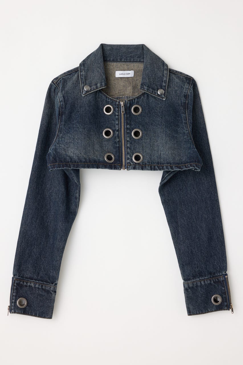 CROPPED EYELET DENIM ジャケット BLU S