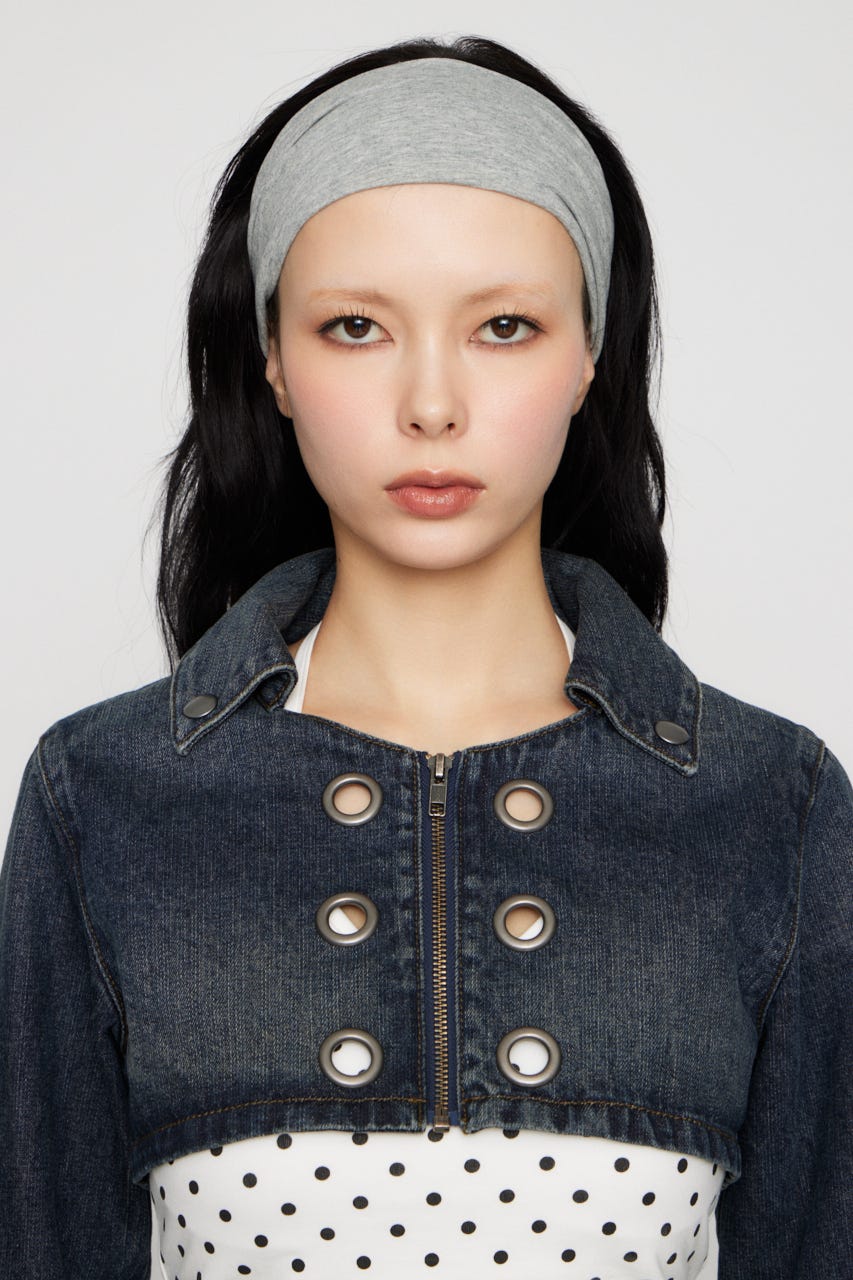 CROPPED EYELET DENIM ジャケット BLU S