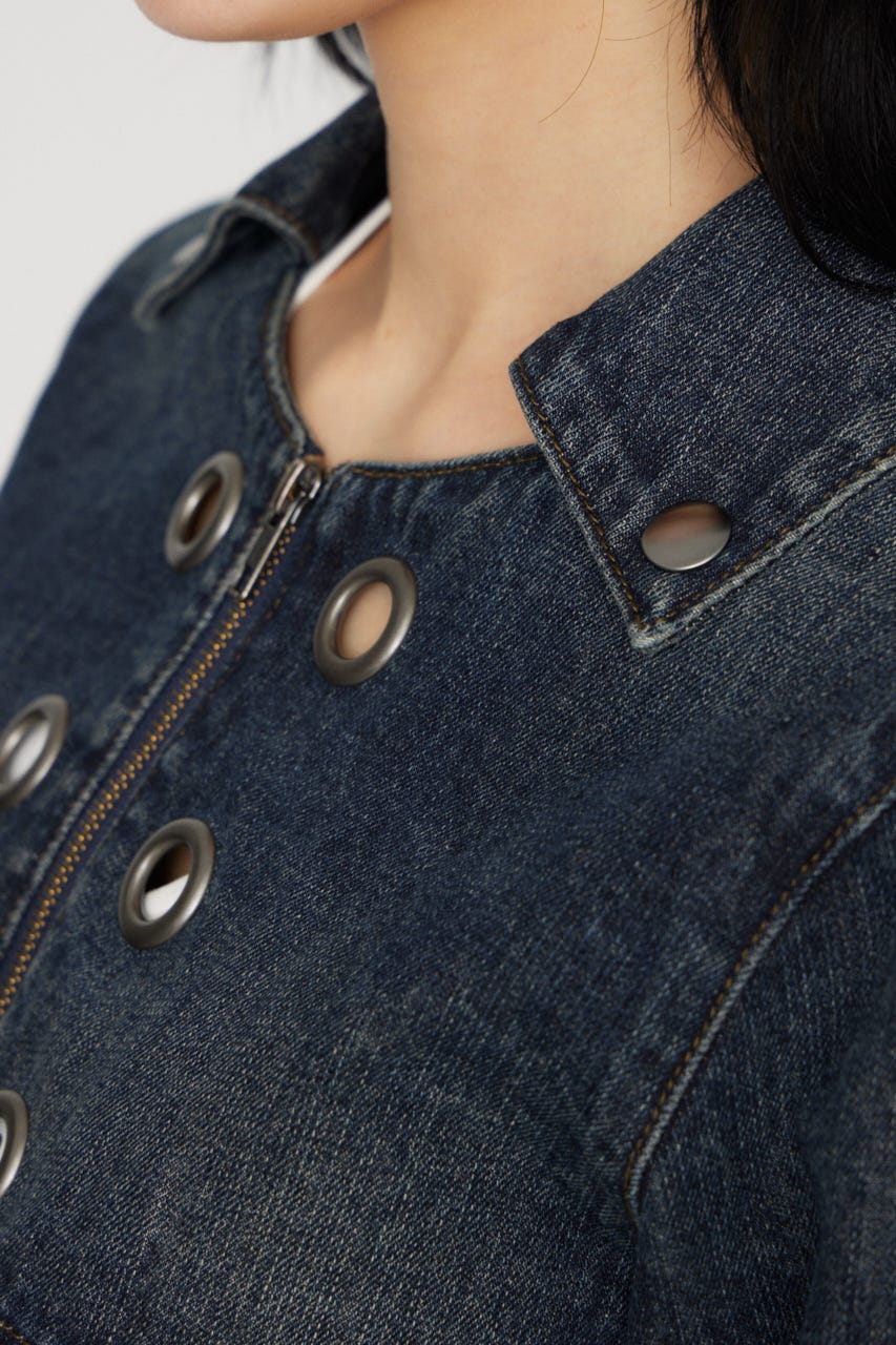 CROPPED EYELET DENIM ジャケット BLU S