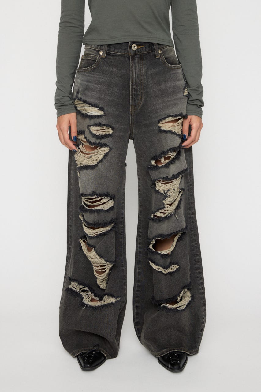 MANY CRASH LOOSEY デニム BLK 23inch