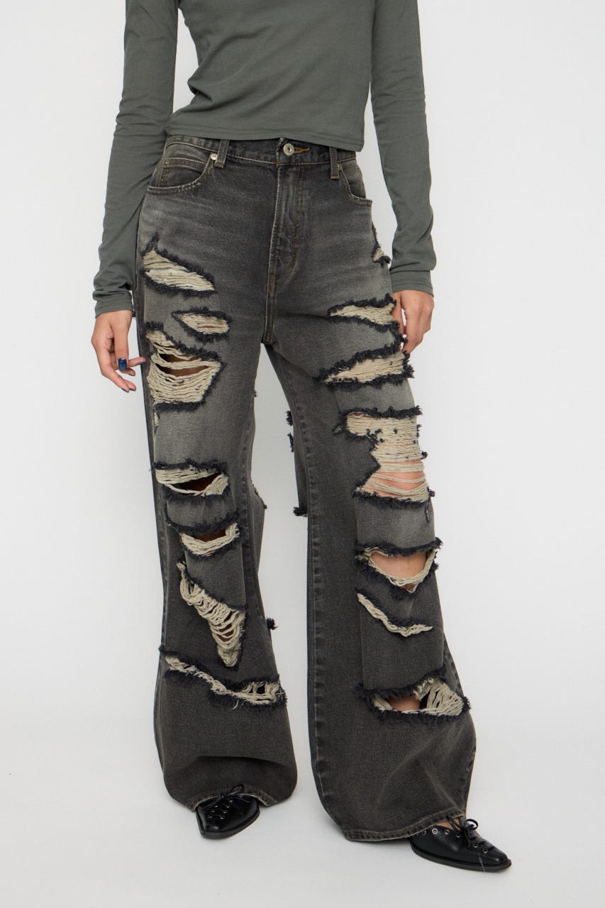 MANY CRASH LOOSEY デニム BLK 23inch