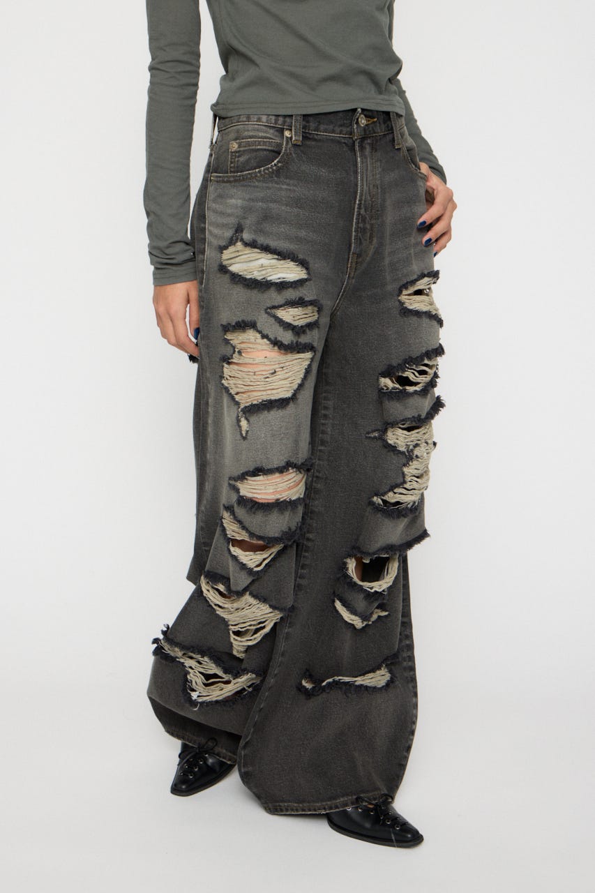 MANY CRASH LOOSEY デニム BLK 23inch