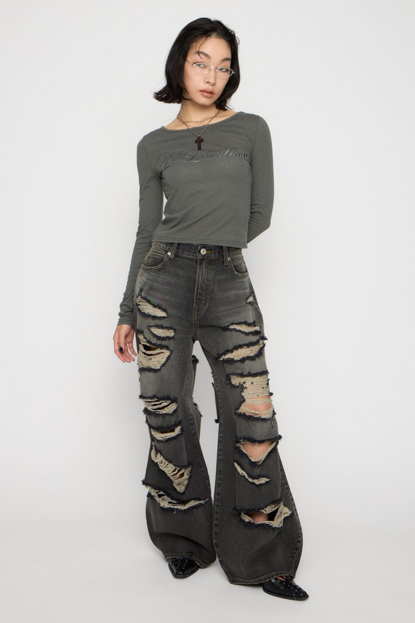 MANY CRASH LOOSEY デニム BLK 23inch