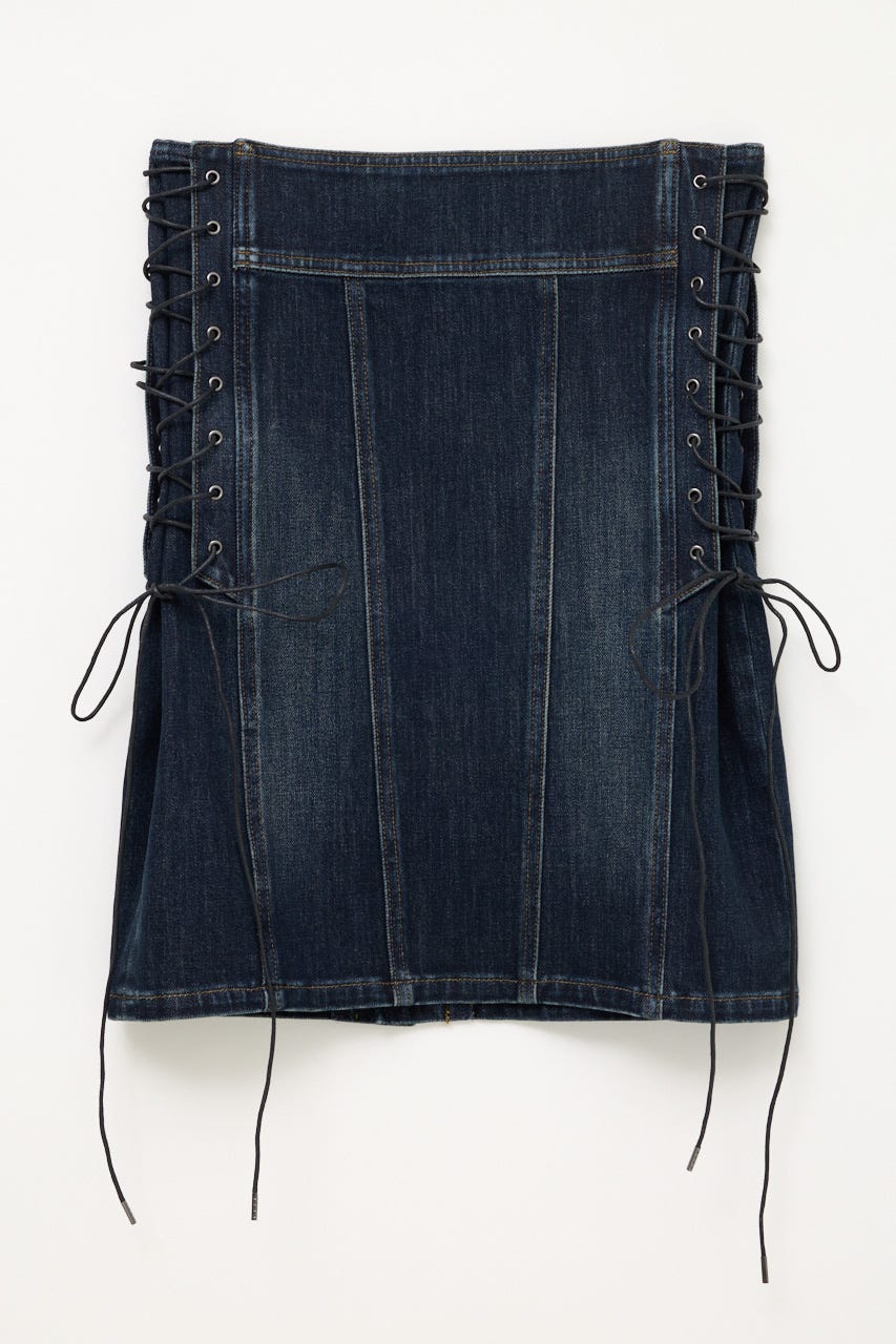 SIDE LACE UP MIDI スカート BLU S