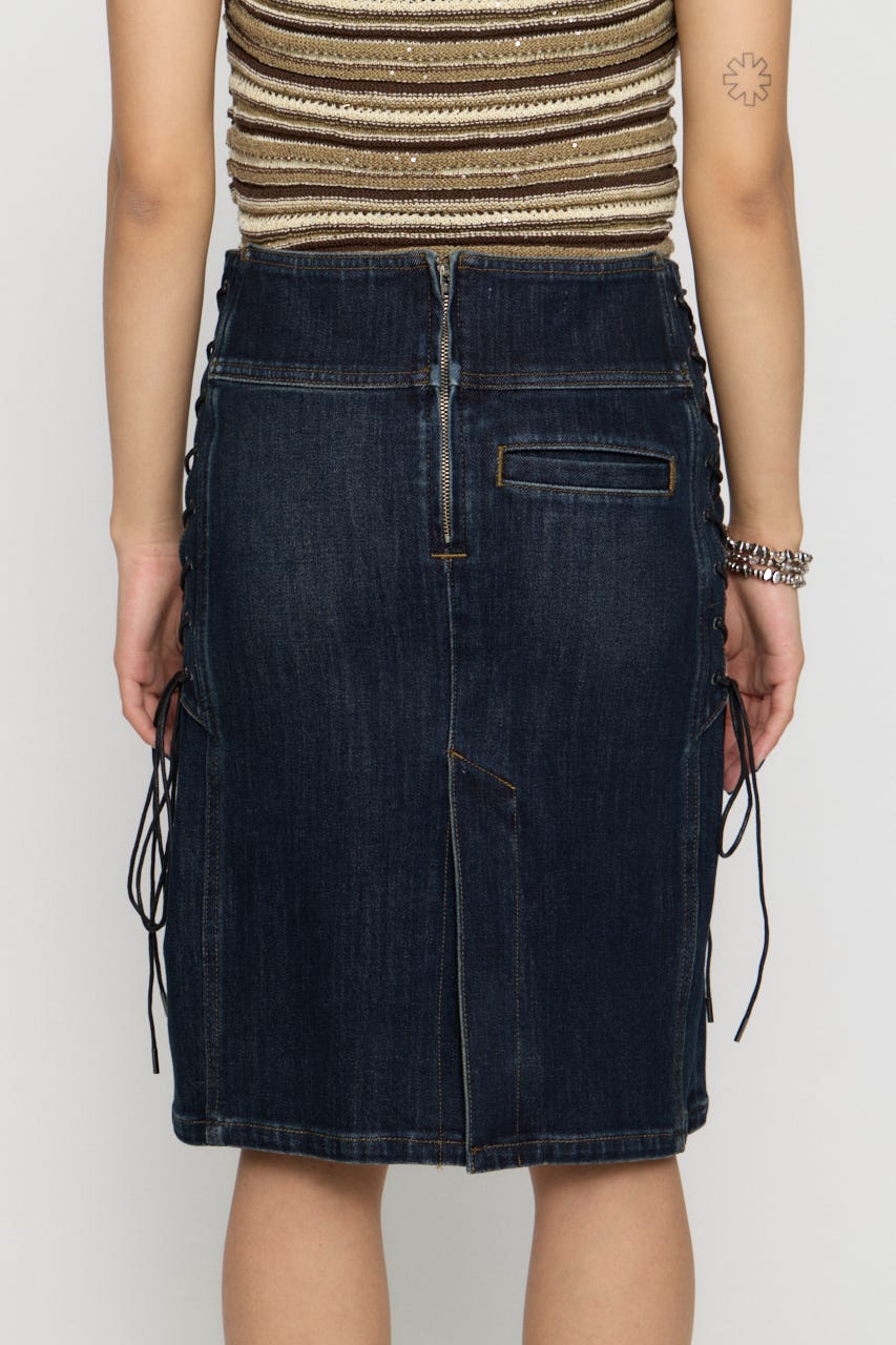 SIDE LACE UP MIDI スカート BLU S