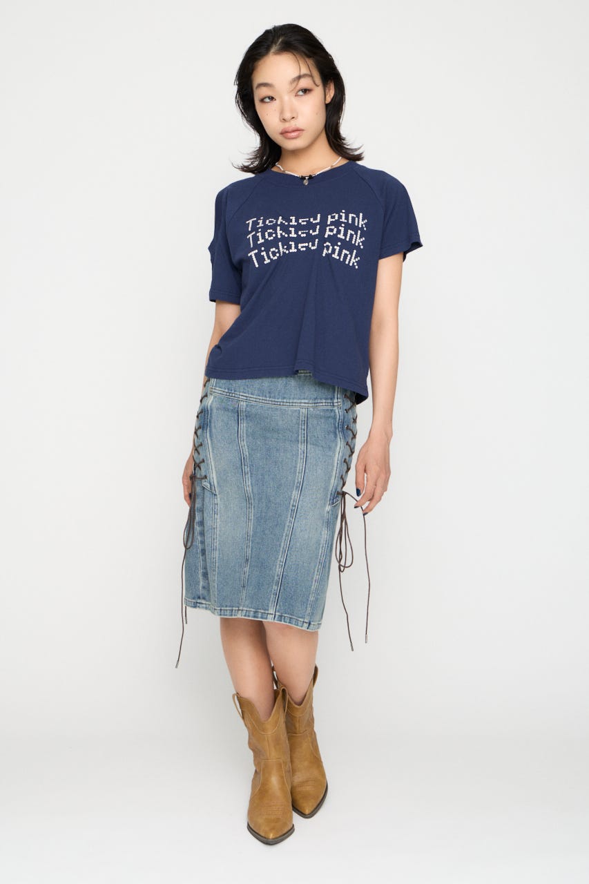 SIDE LACE UP MIDI スカート L/BLU S