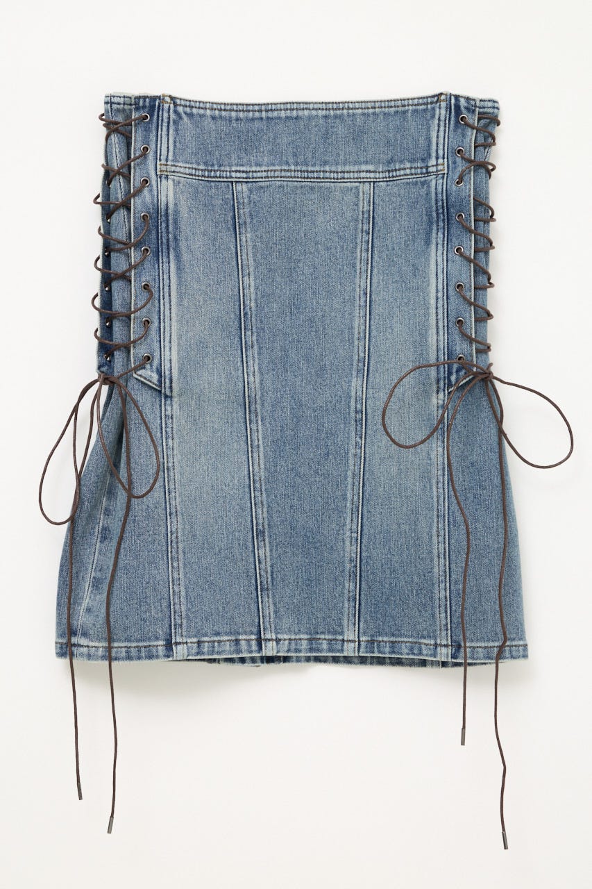 SIDE LACE UP MIDI スカート L/BLU S