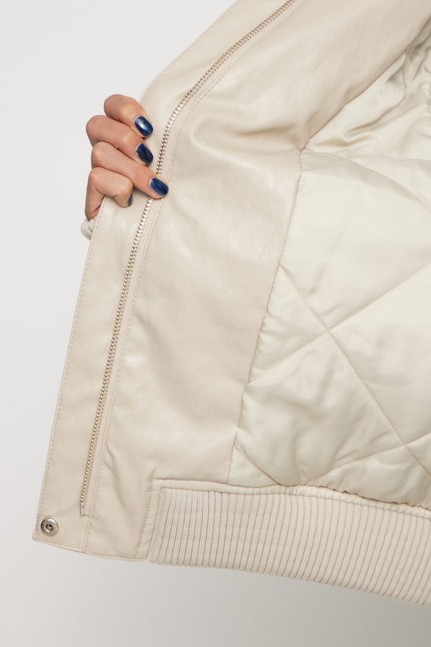 COMPACT FAUX LEATHER ブルゾン IVOY FREE