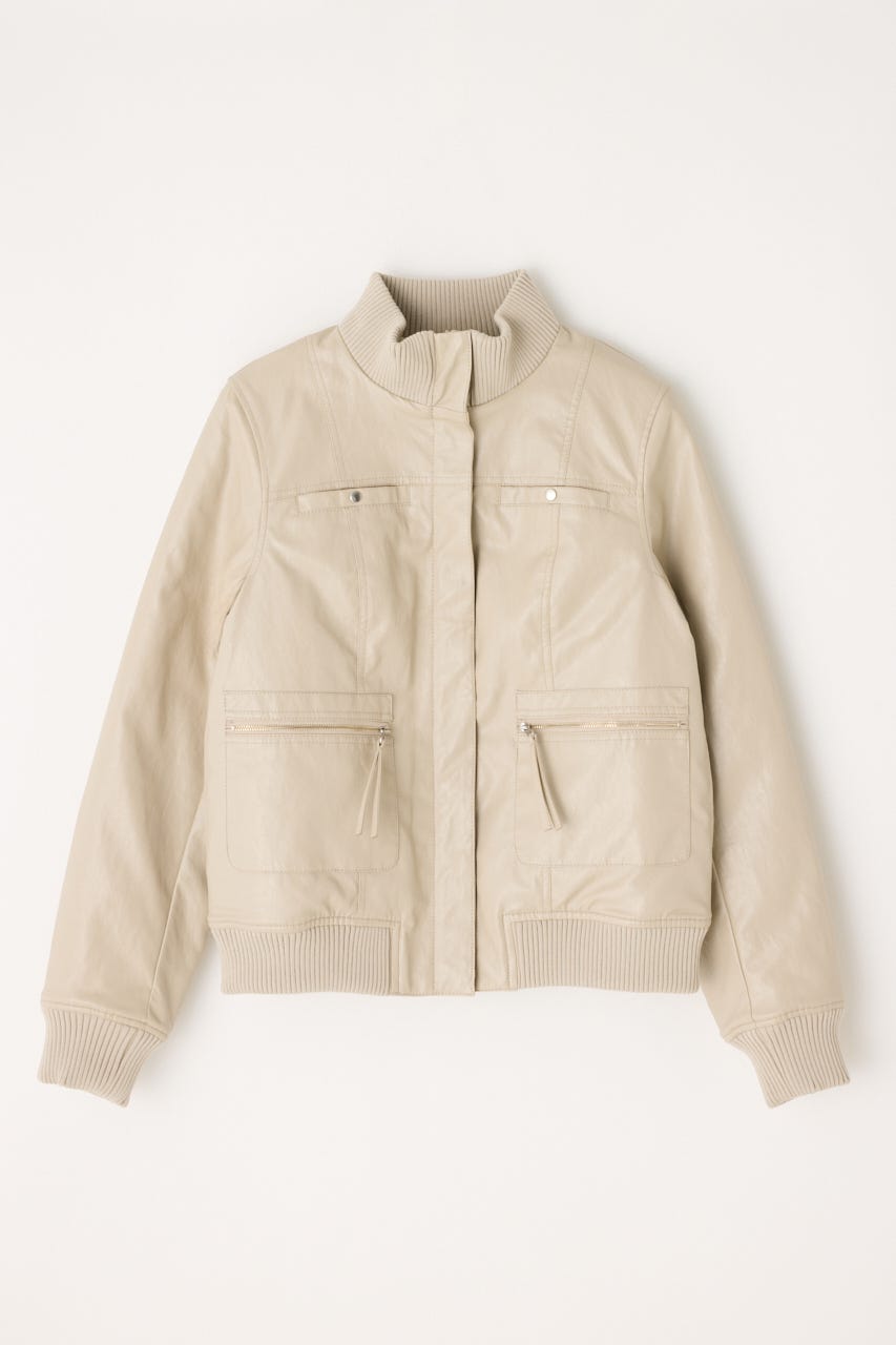 COMPACT FAUX LEATHER ブルゾン IVOY FREE