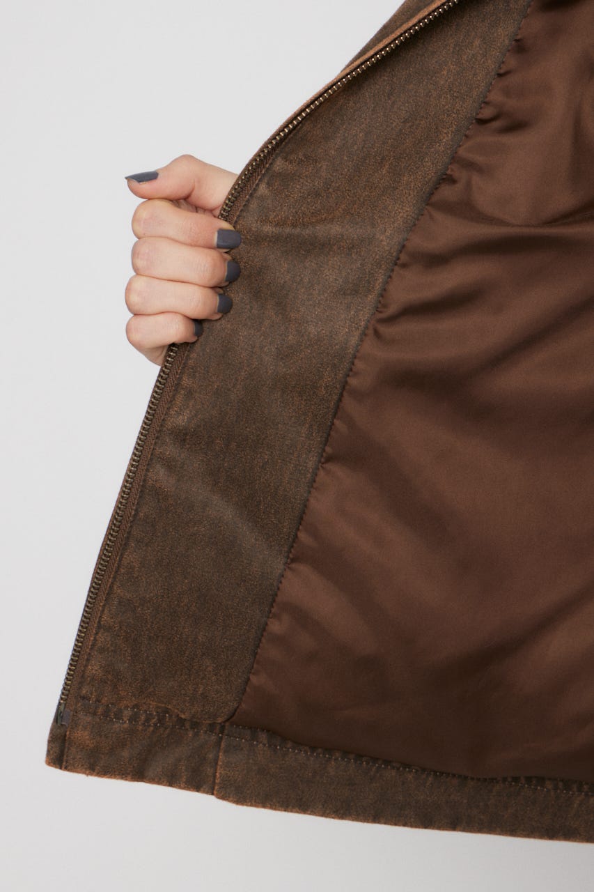 FAUX LEATHER BASIC ジャケット BRN FREE