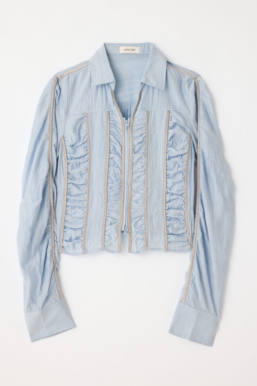 SHIRRING COMPACT シャツ L/BLU FREE