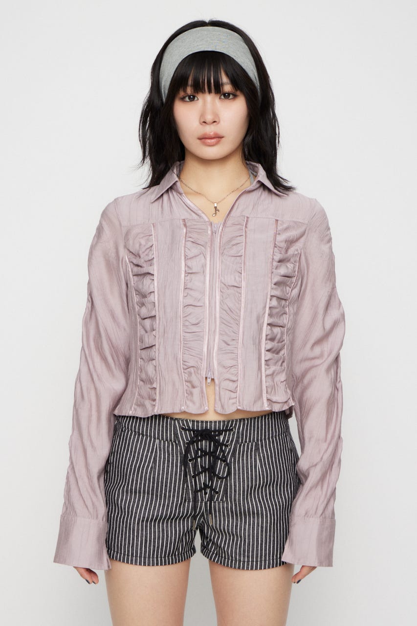 SHIRRING COMPACT シャツ L/PNK FREE