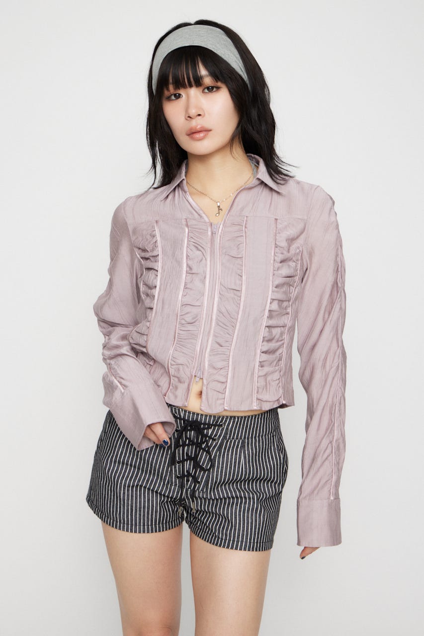 SHIRRING COMPACT シャツ L/PNK FREE