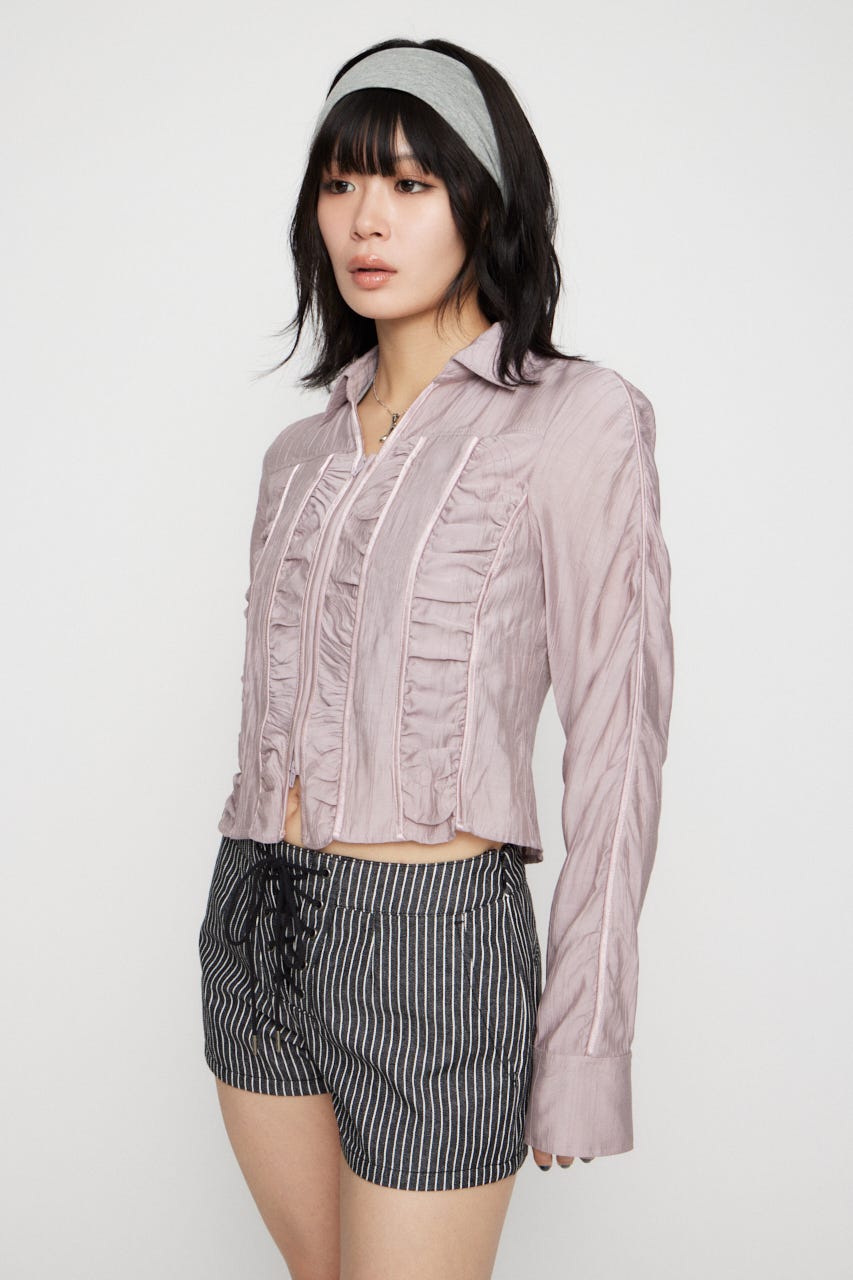 SHIRRING COMPACT シャツ L/PNK FREE