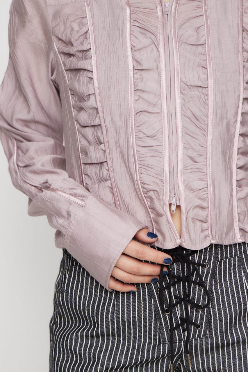 SHIRRING COMPACT シャツ L/PNK FREE