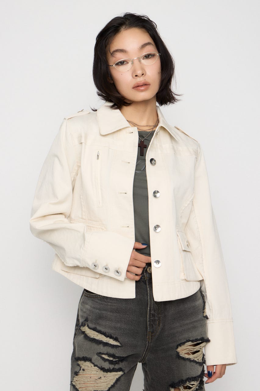 CUT OFF MILITARY ジャケット IVOY FREE