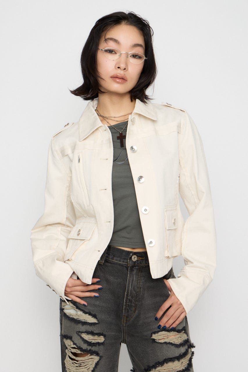 CUT OFF MILITARY ジャケット IVOY FREE