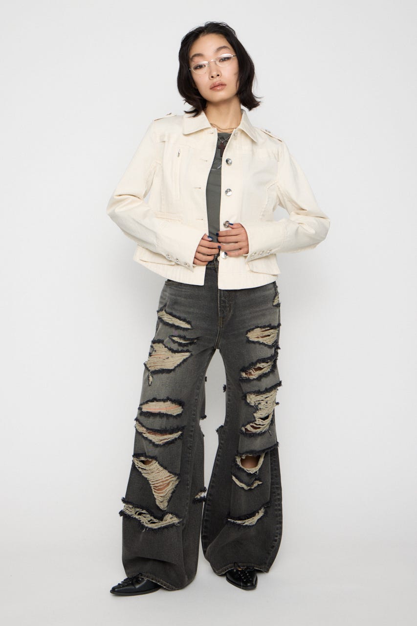 CUT OFF MILITARY ジャケット IVOY FREE