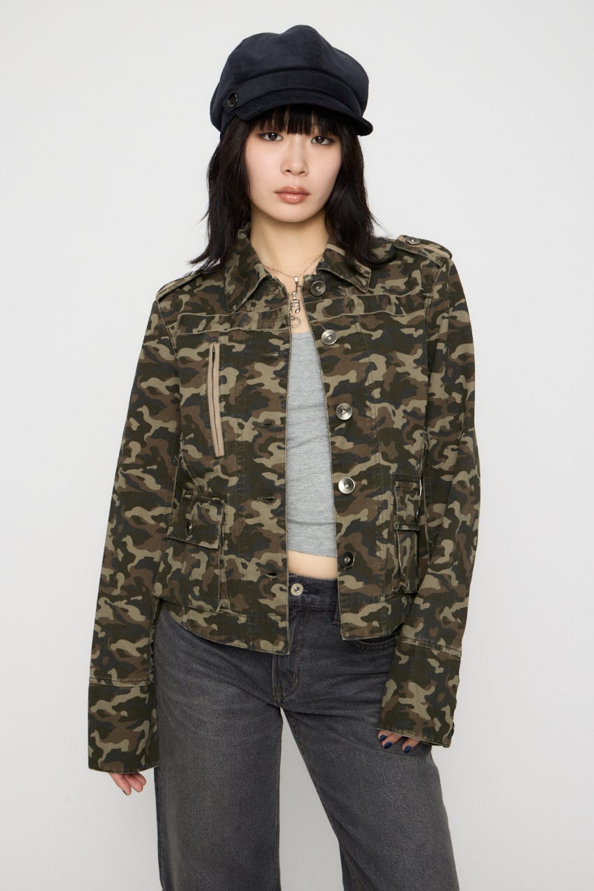 CUT OFF MILITARY ジャケット 迷彩 FREE