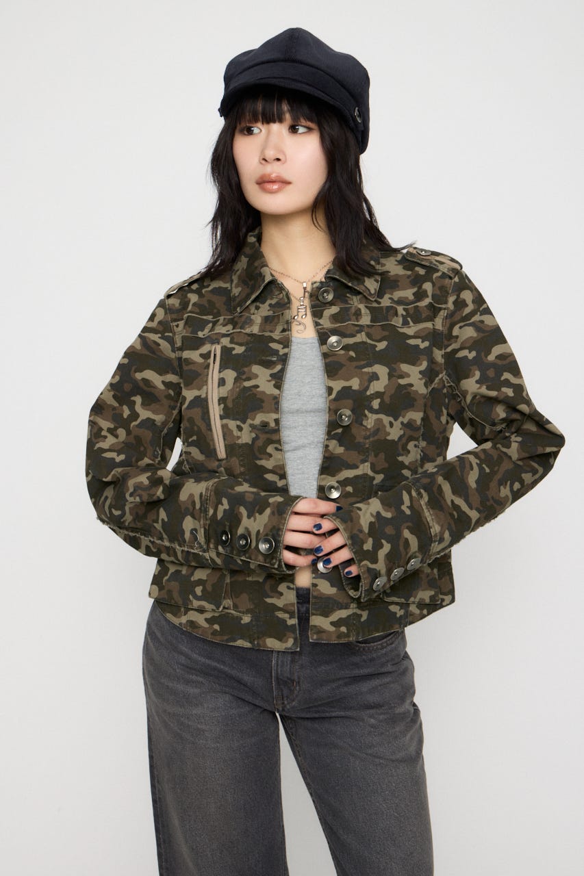 CUT OFF MILITARY ジャケット 迷彩 FREE