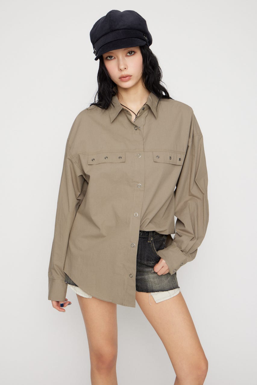 RING BUTTON OVER シャツ BEG FREE