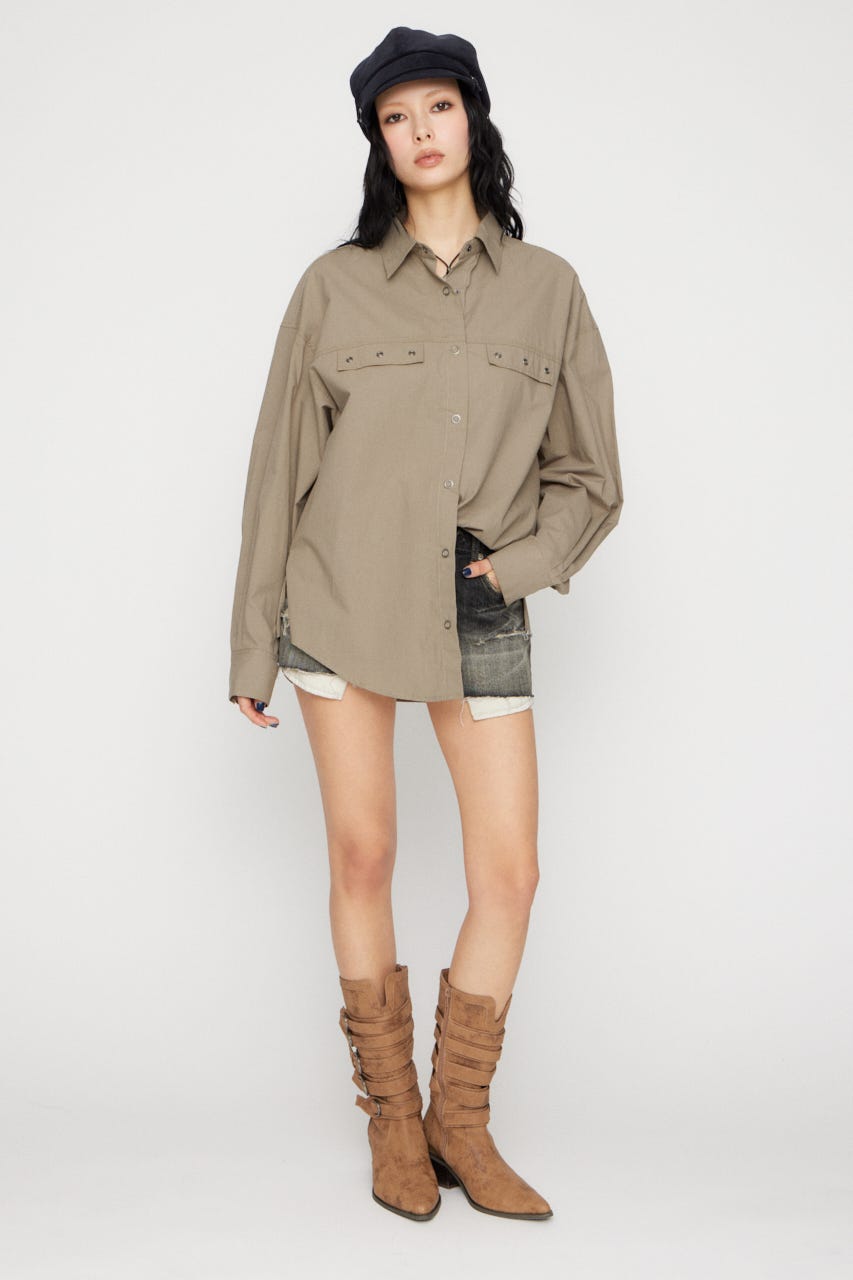 RING BUTTON OVER シャツ BEG FREE