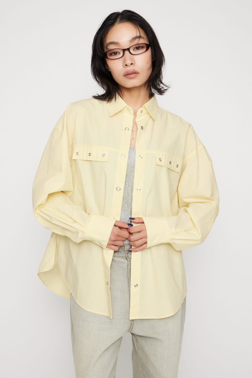 RING BUTTON OVER シャツ L/YEL FREE