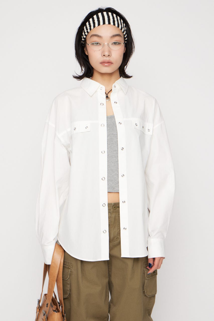 RING BUTTON OVER シャツ WHT FREE