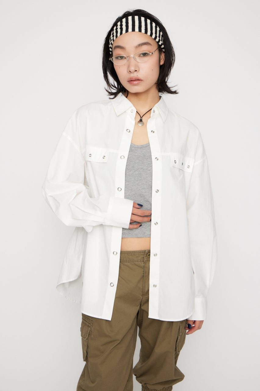 RING BUTTON OVER シャツ WHT FREE
