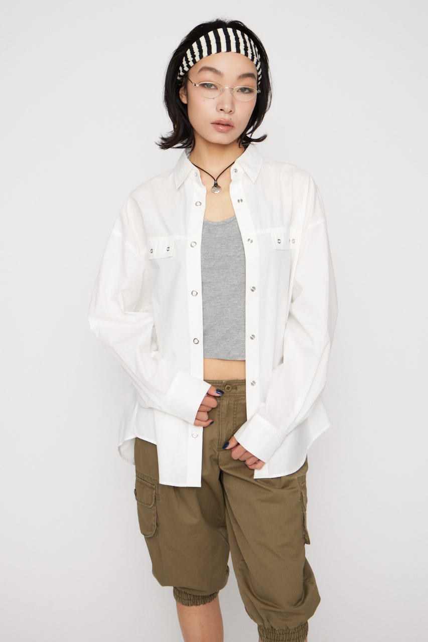 RING BUTTON OVER シャツ WHT FREE