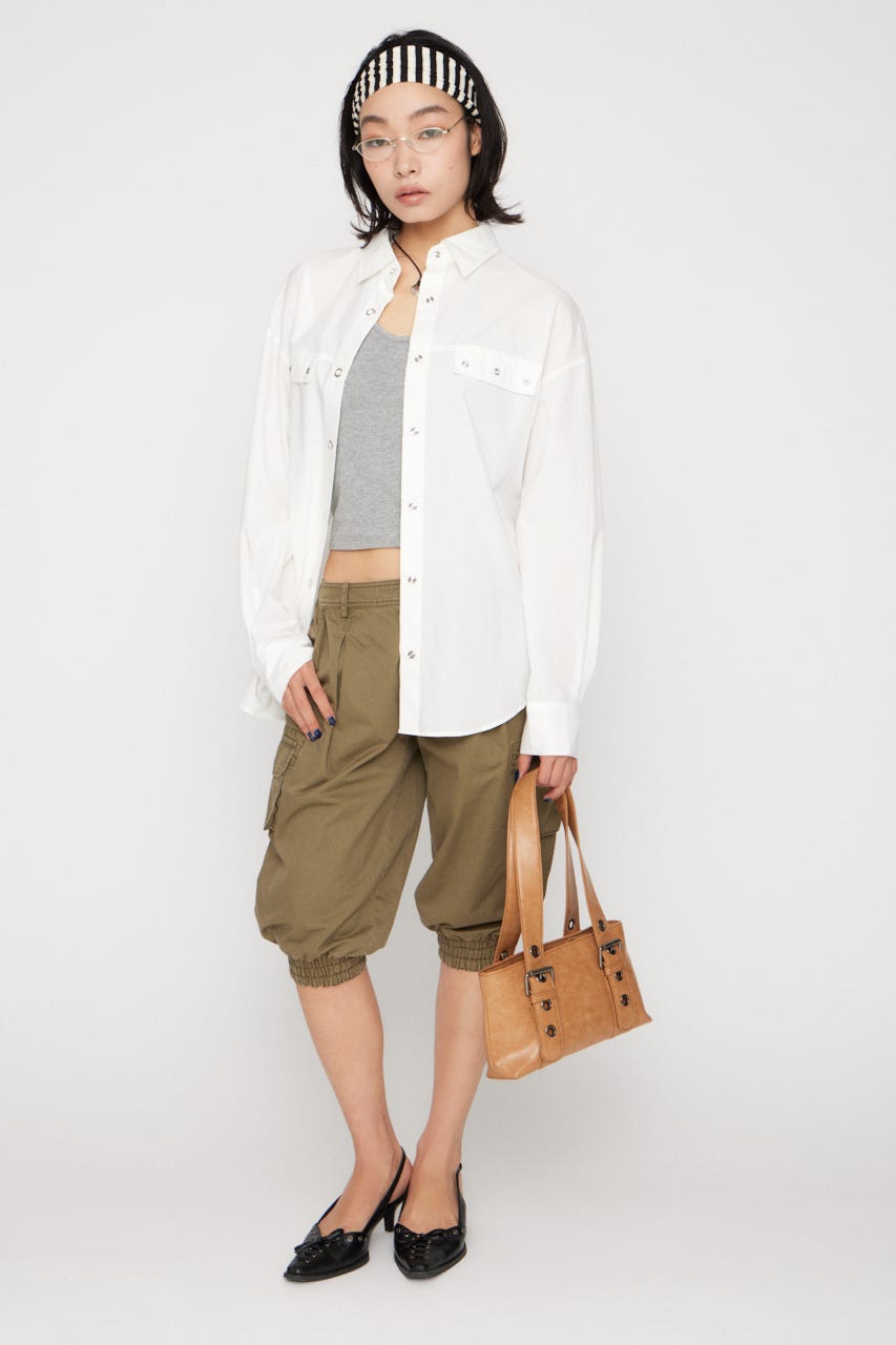 RING BUTTON OVER シャツ WHT FREE