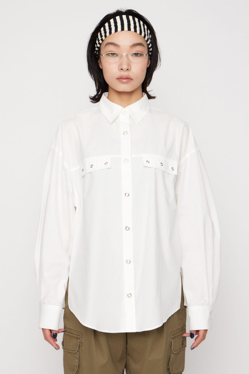 RING BUTTON OVER シャツ WHT FREE