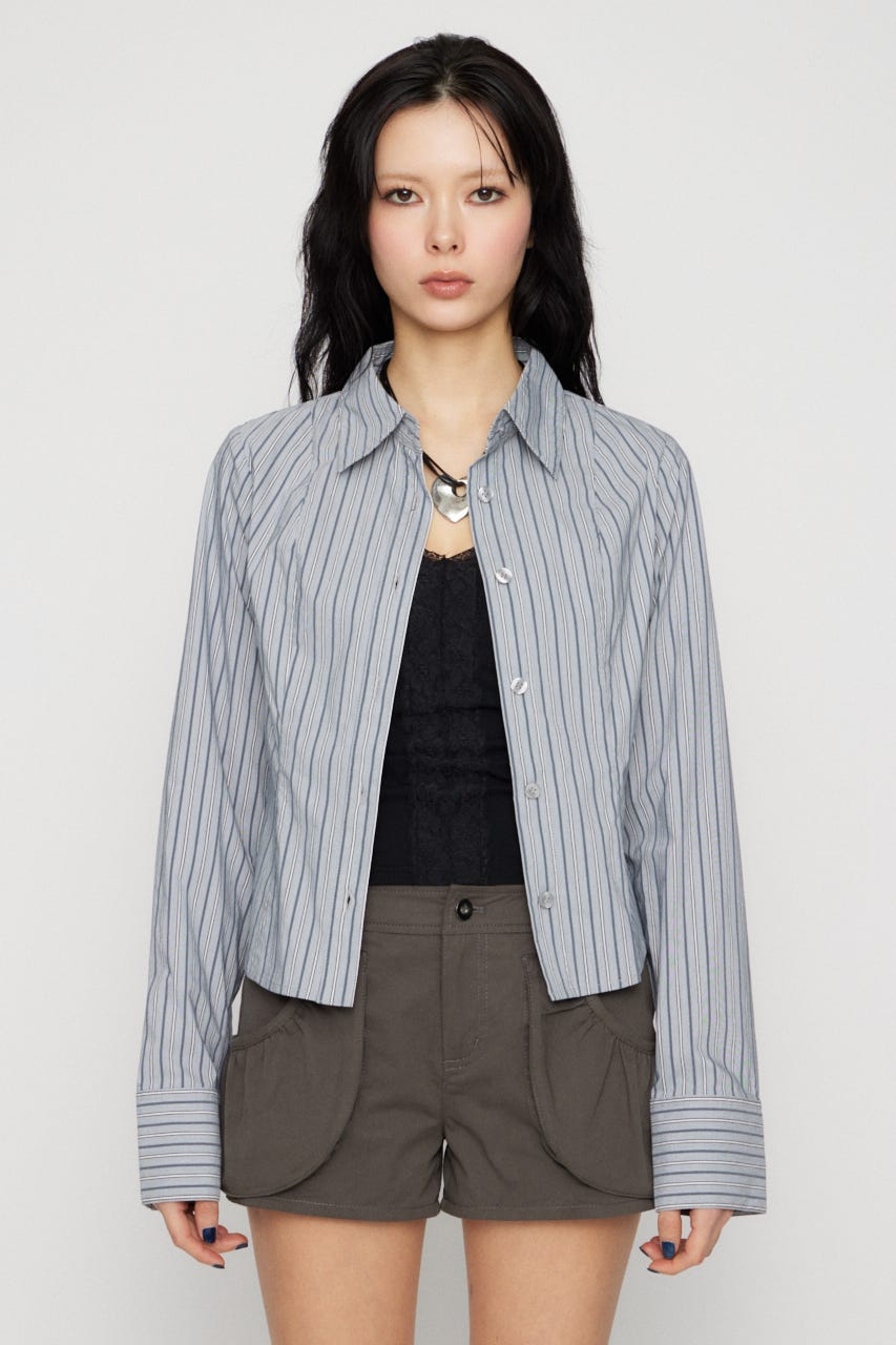 MULTI STRIPE シャツ L/BLU FREE