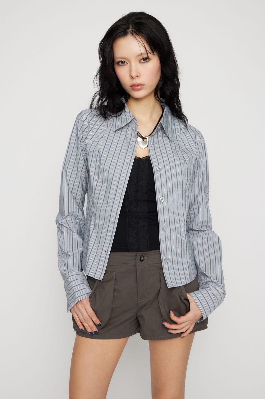 MULTI STRIPE シャツ L/BLU FREE