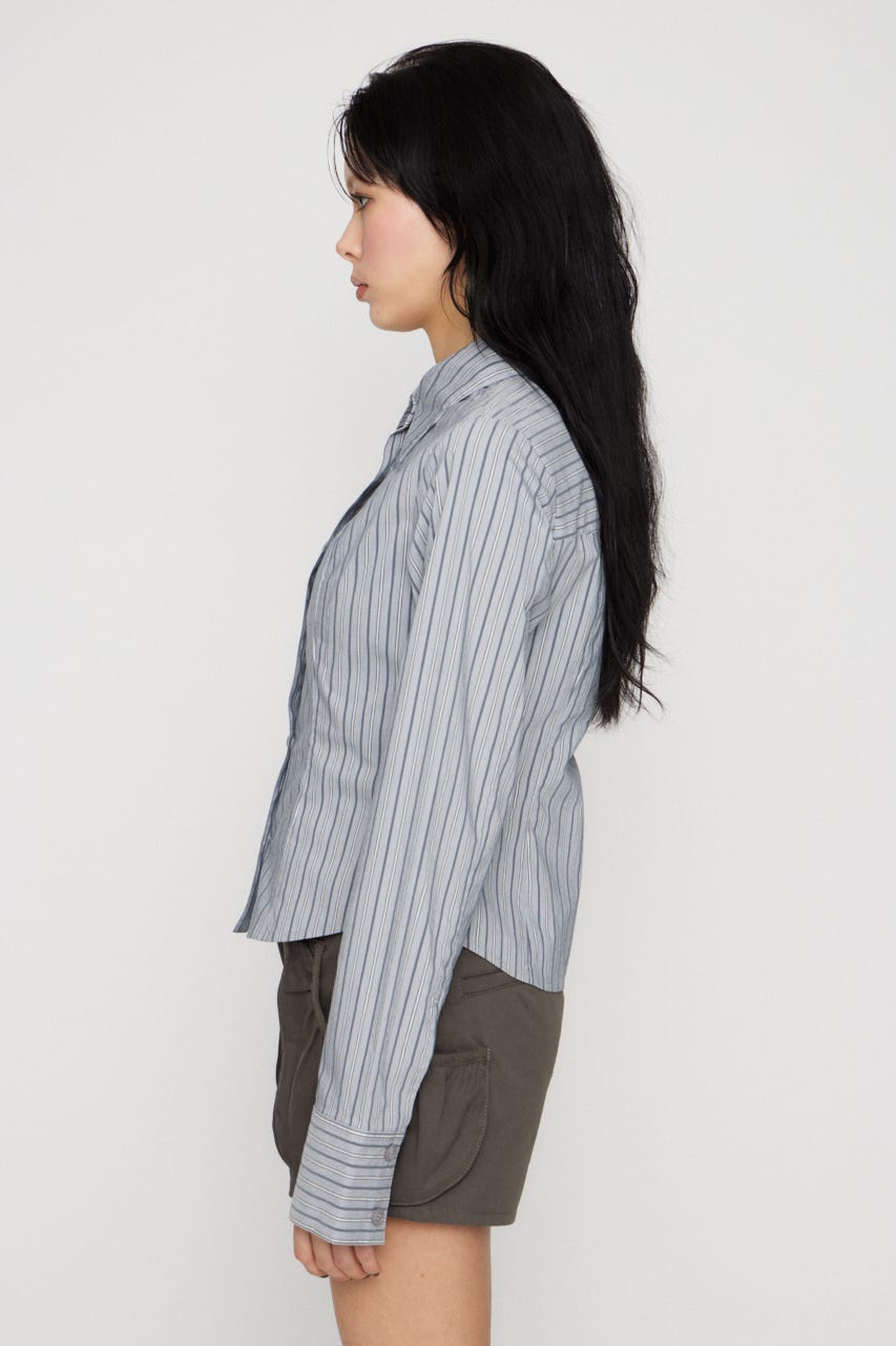 MULTI STRIPE シャツ L/BLU FREE