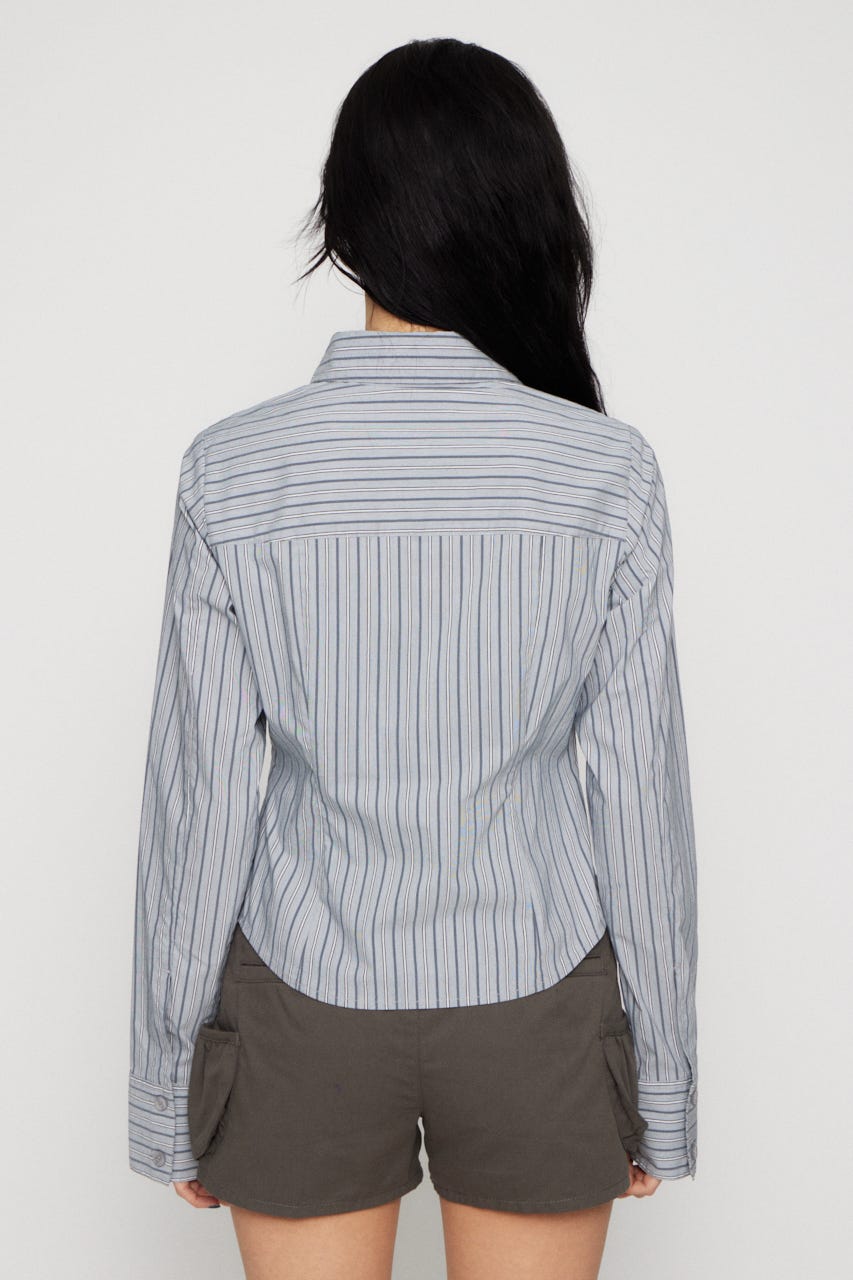 MULTI STRIPE シャツ L/BLU FREE