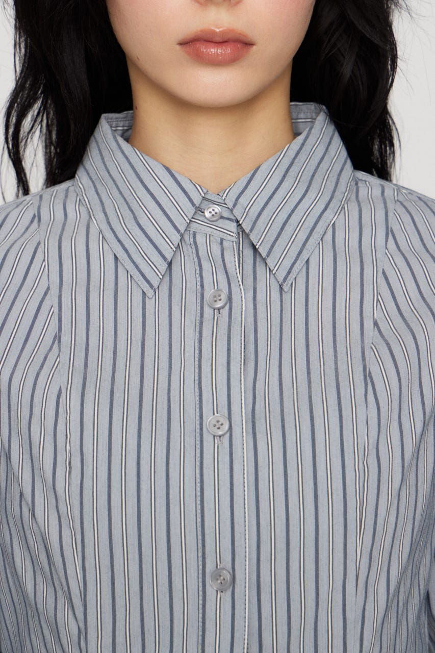 MULTI STRIPE シャツ L/BLU FREE