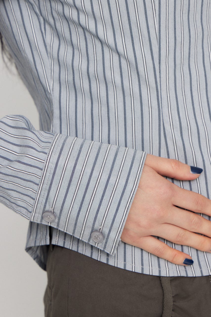 MULTI STRIPE シャツ L/BLU FREE