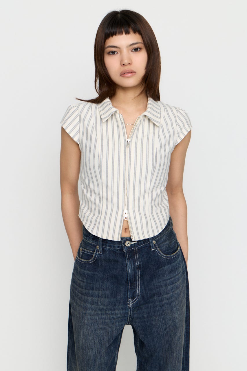 STRIPE ZIP トップス IVOY FREE