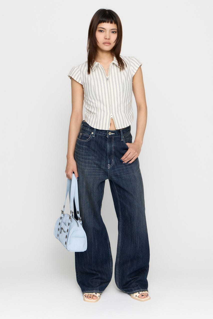 STRIPE ZIP トップス IVOY FREE