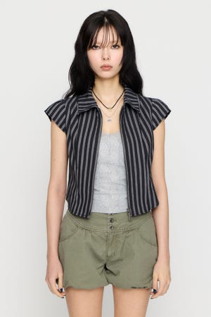 STRIPE ZIP トップス