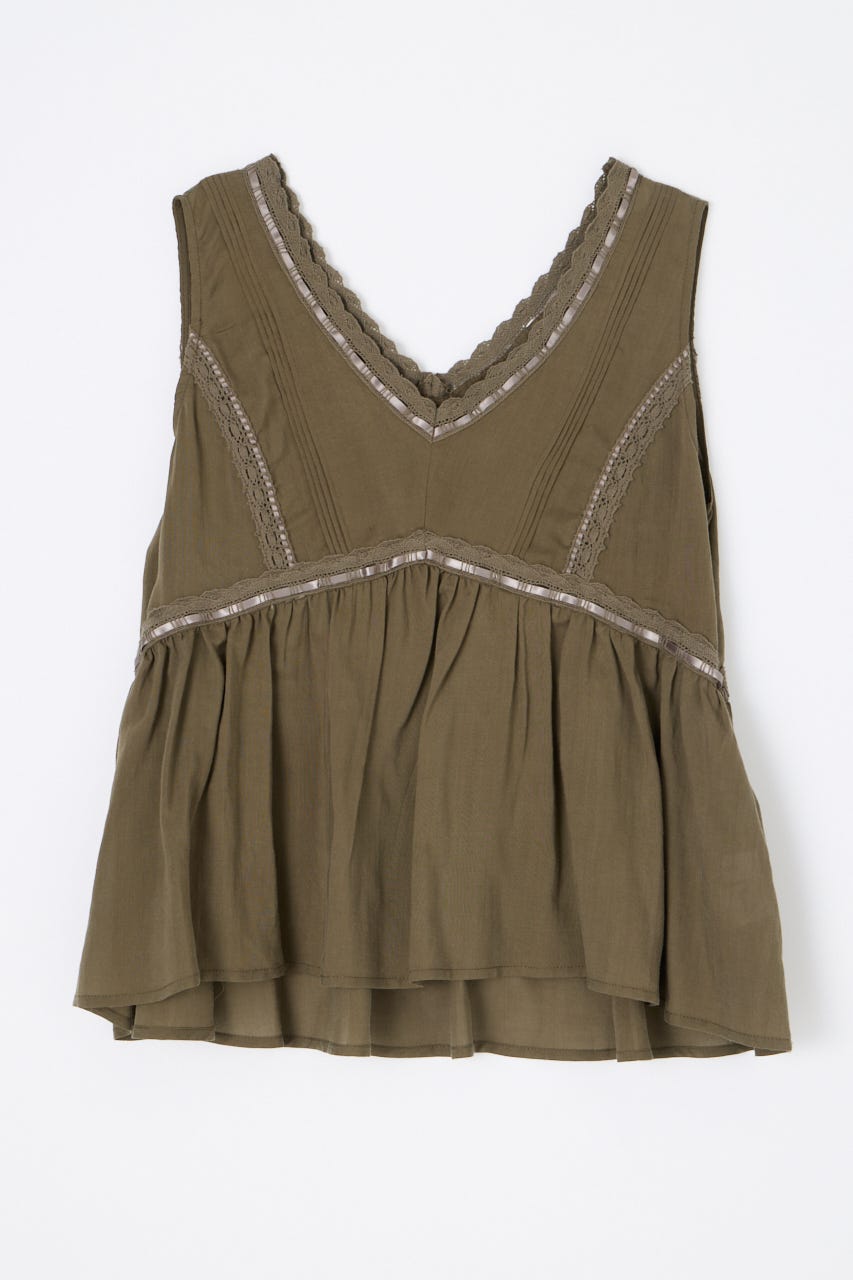 SOFT LACE NOSLEEVE トップス KHA FREE
