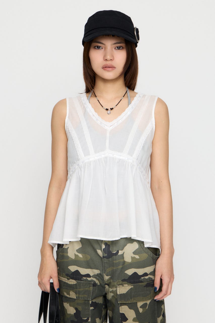 SOFT LACE NOSLEEVE トップス WHT FREE