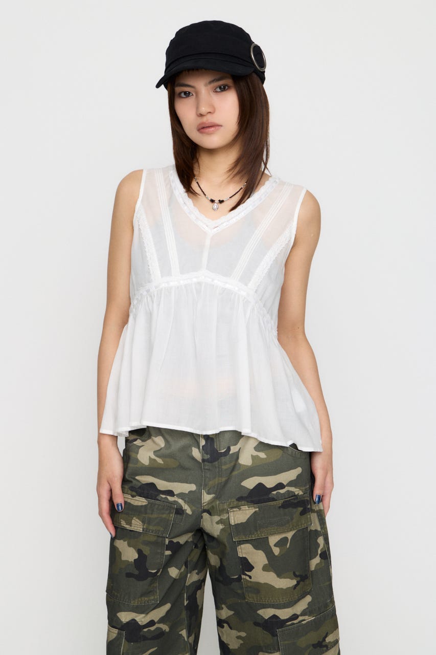 SOFT LACE NOSLEEVE トップス WHT FREE