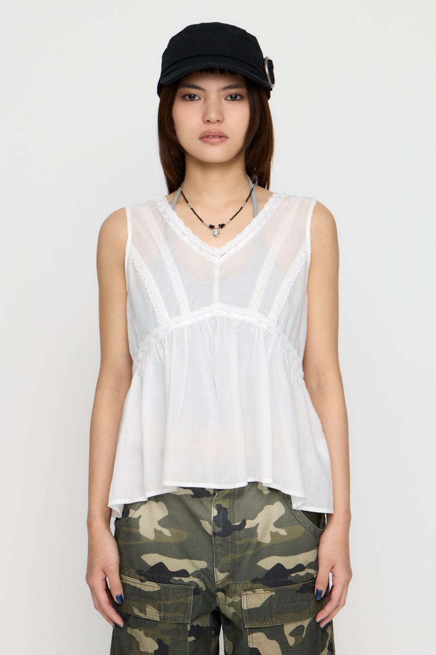 SOFT LACE NOSLEEVE トップス WHT FREE