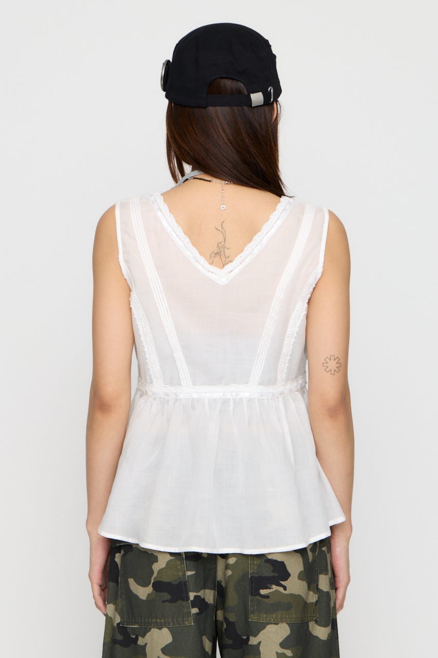 SOFT LACE NOSLEEVE トップス WHT FREE